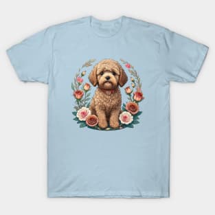 Mini Goldendoodle With Roses T-Shirt